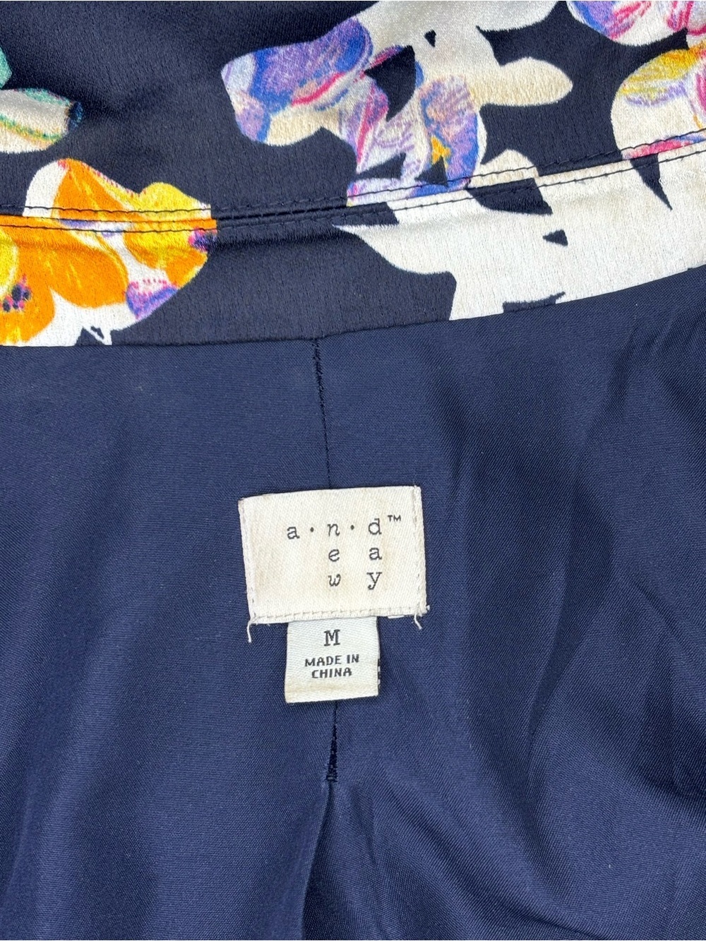 A New Day Navy Blue Floral Satin Blazer Jacket - Picture 4 of 5